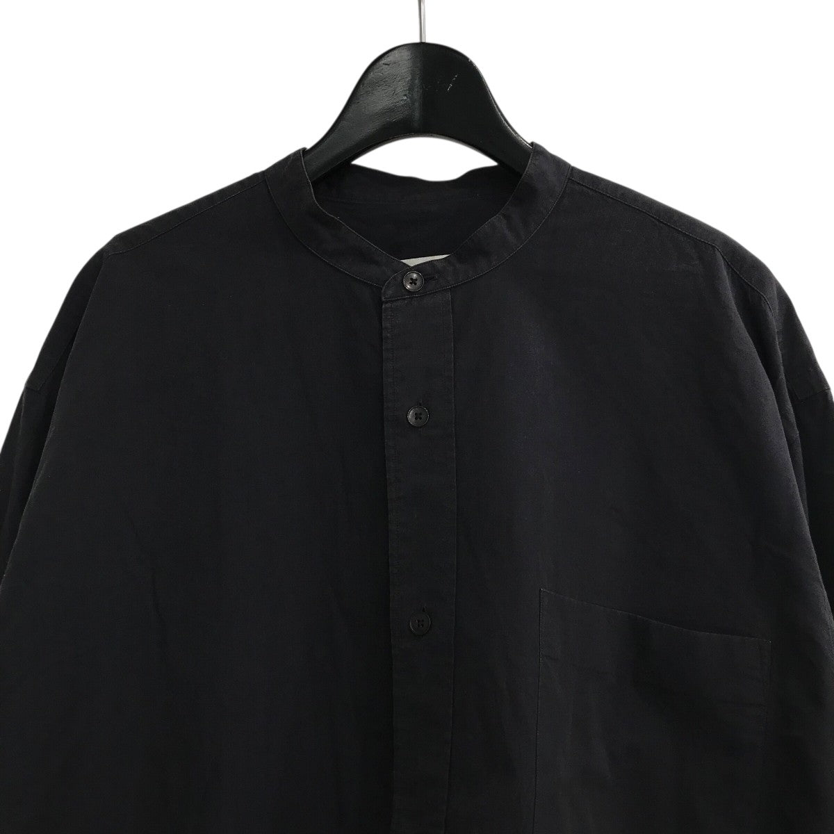 タグ付 美品 希少 サイズ1 16awコモリシャツ COMOLI バンドカラー 美品 希少 サイズ2 16awコモリシャツ COMOLI バンドカラー 黒