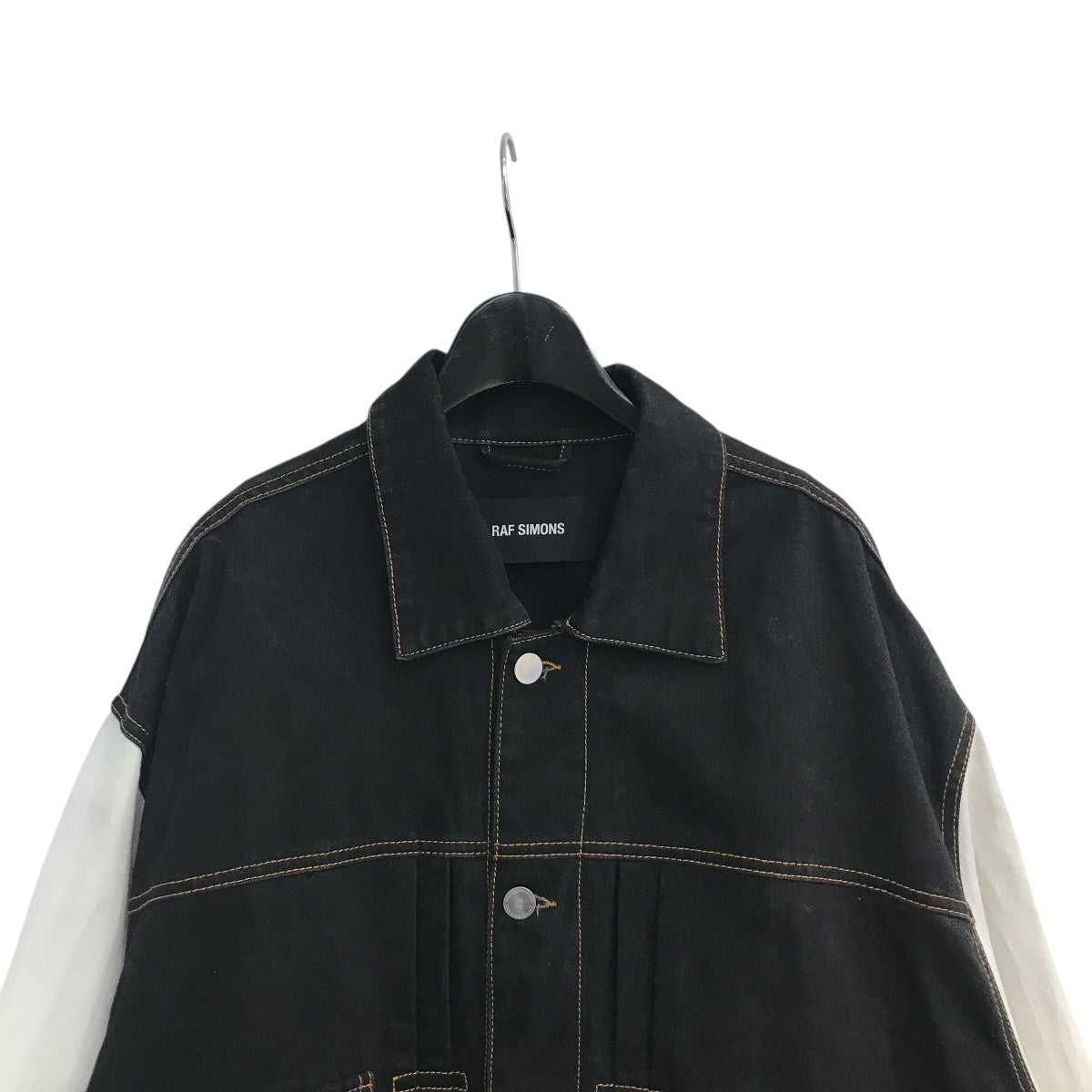 RAF SIMONS(ラフシモンズ) デニムジャケット ブラック×ホワイト サイズ