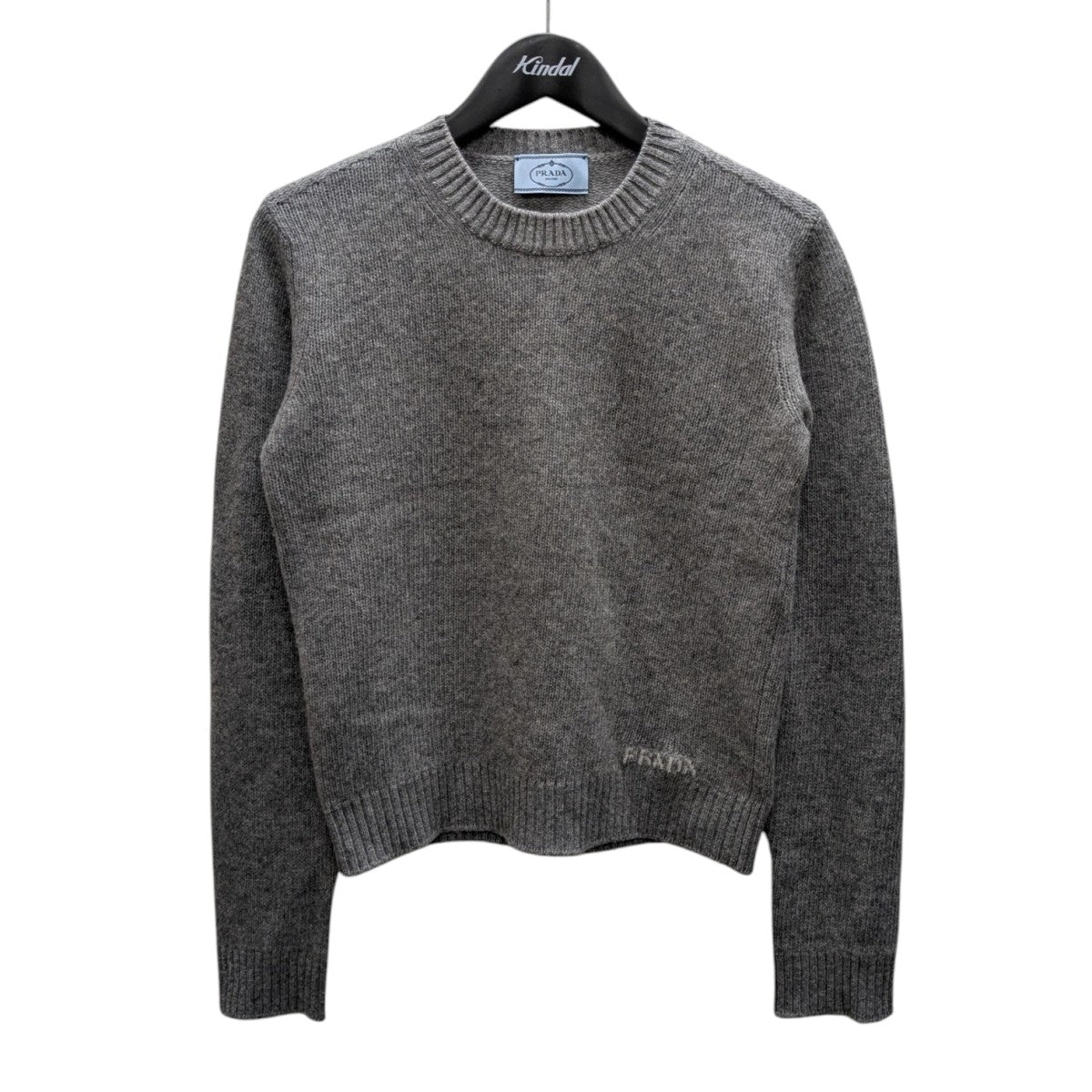 PRADA プラダ　カシミヤ　ニット　グレー　48 M ☆本日限定特価☆ PRADA(プラダ) ロゴカシミヤニット UMB223 ホワイト サイズ 46｜【公式