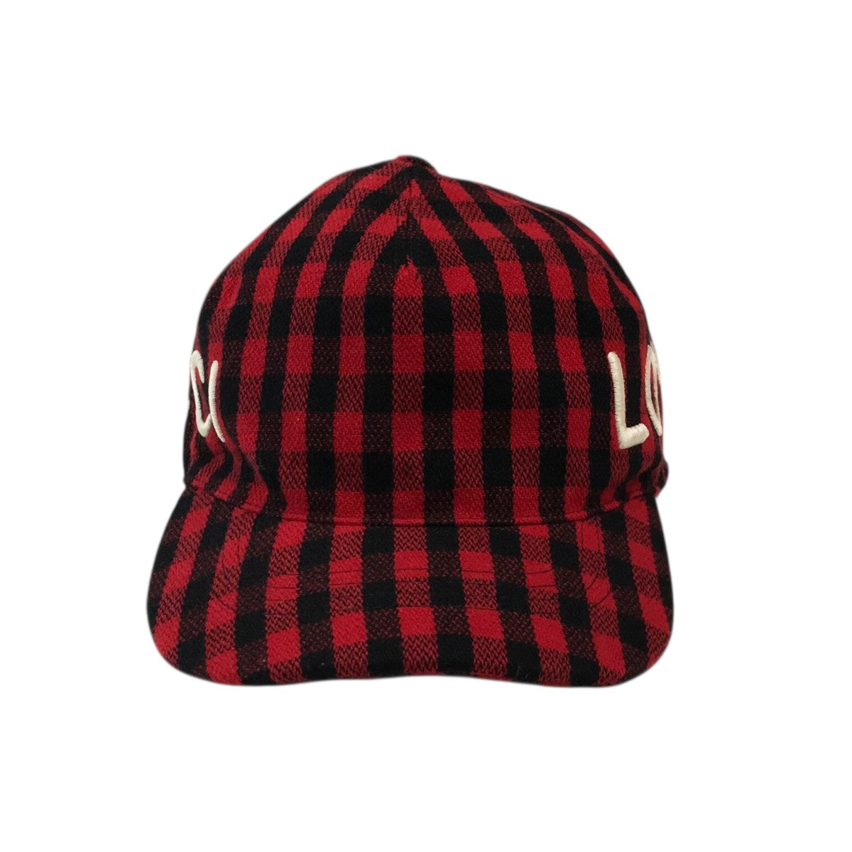 GUCCI(グッチ) チェック柄キャップ レッド×ブラック サイズ M