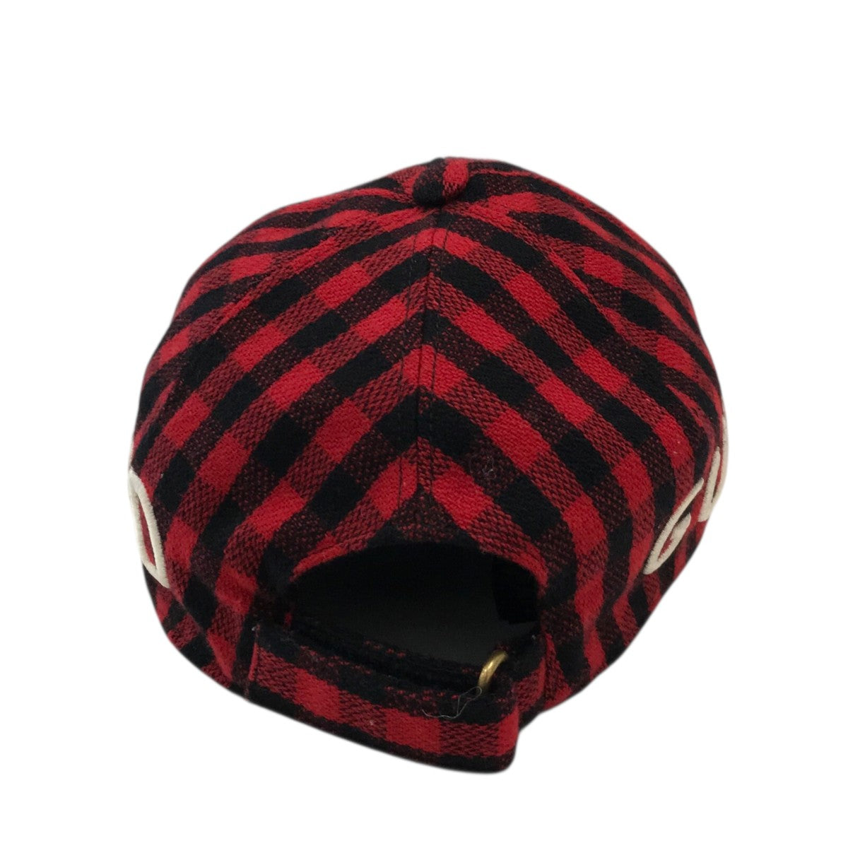 GUCCI(グッチ) チェック柄キャップ レッド×ブラック サイズ M