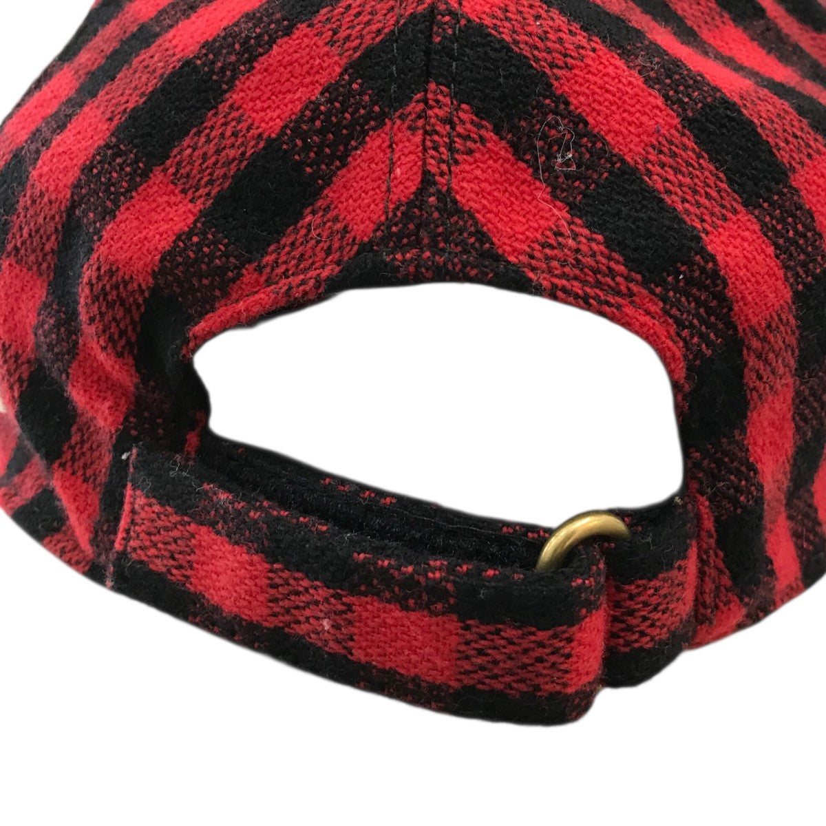 GUCCI(グッチ) チェック柄キャップ レッド×ブラック サイズ M