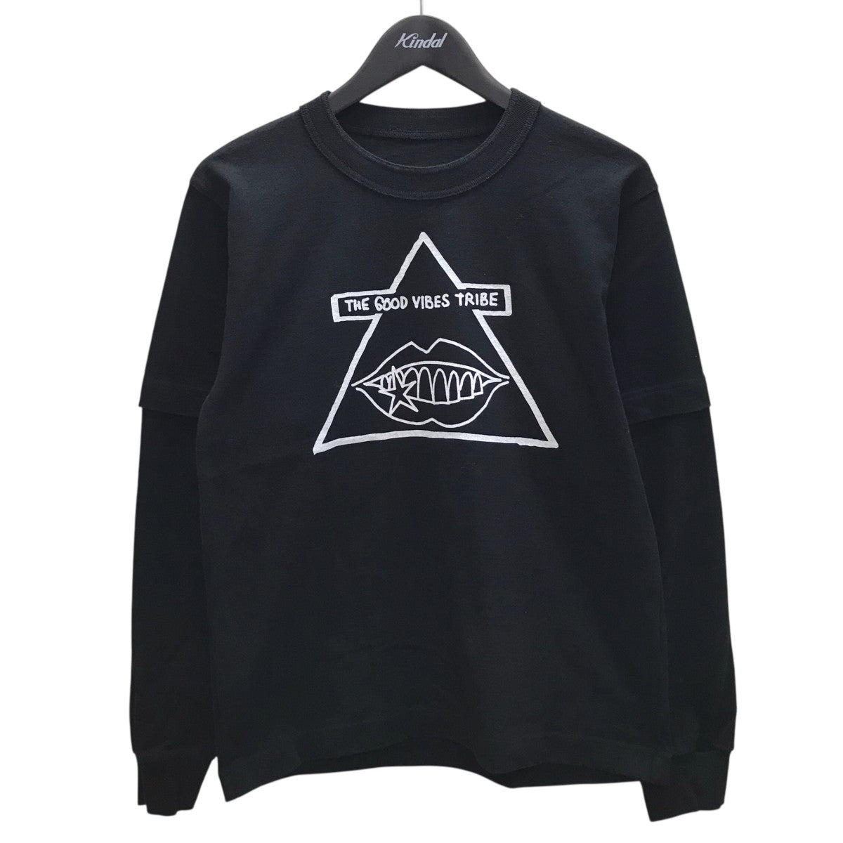 sacai×MARK GONZALES THE GOOD VIBES TRIBE T-Shirt ドッキングロングスリーブTシャツ 古着・中古-1枚目のアイテム画像
