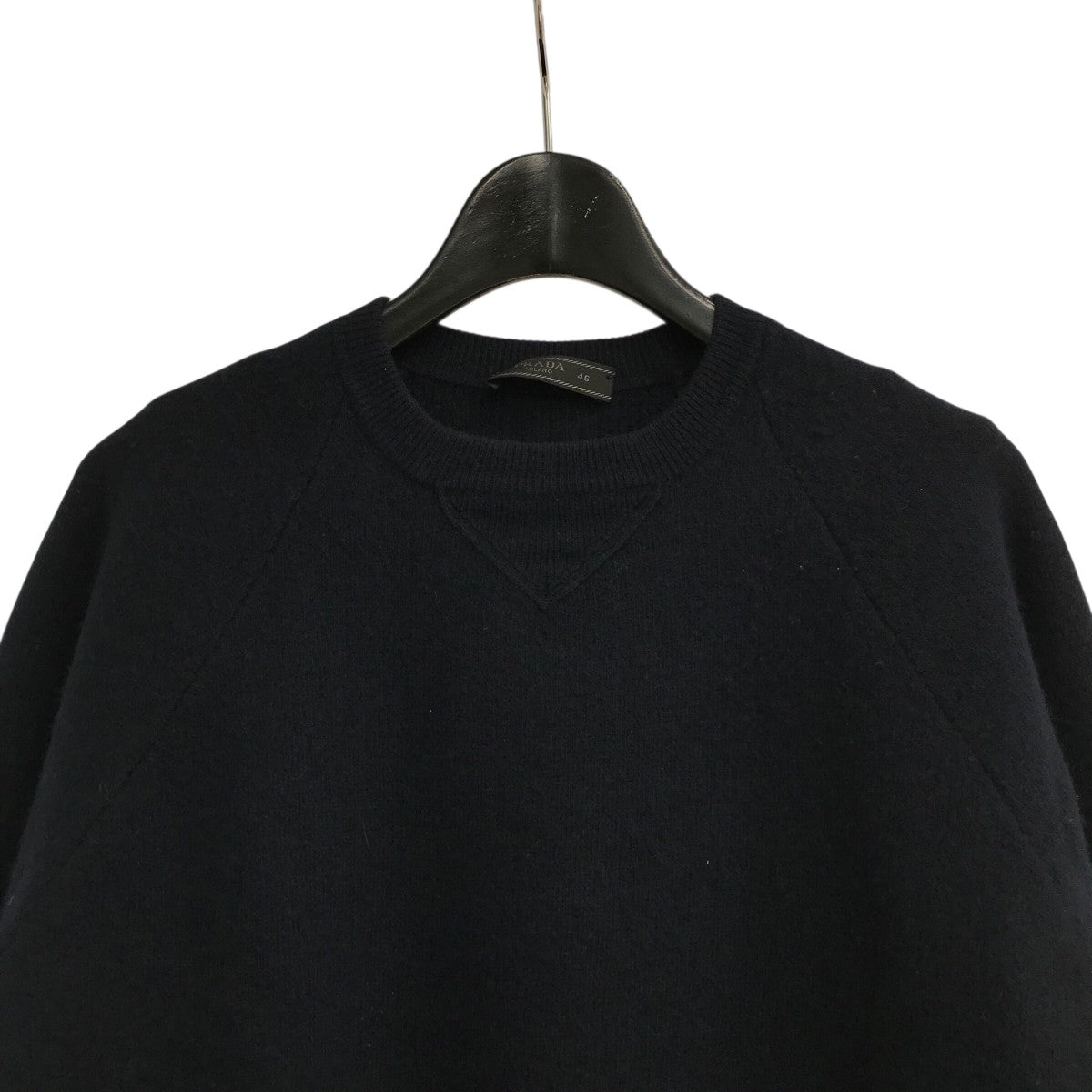 J6442 美品 プラダ ウールカシミヤリブニットドライバーズニット 黒 52 J6442 美品 プラダ ウールカシミヤリブニットドライバーズニット