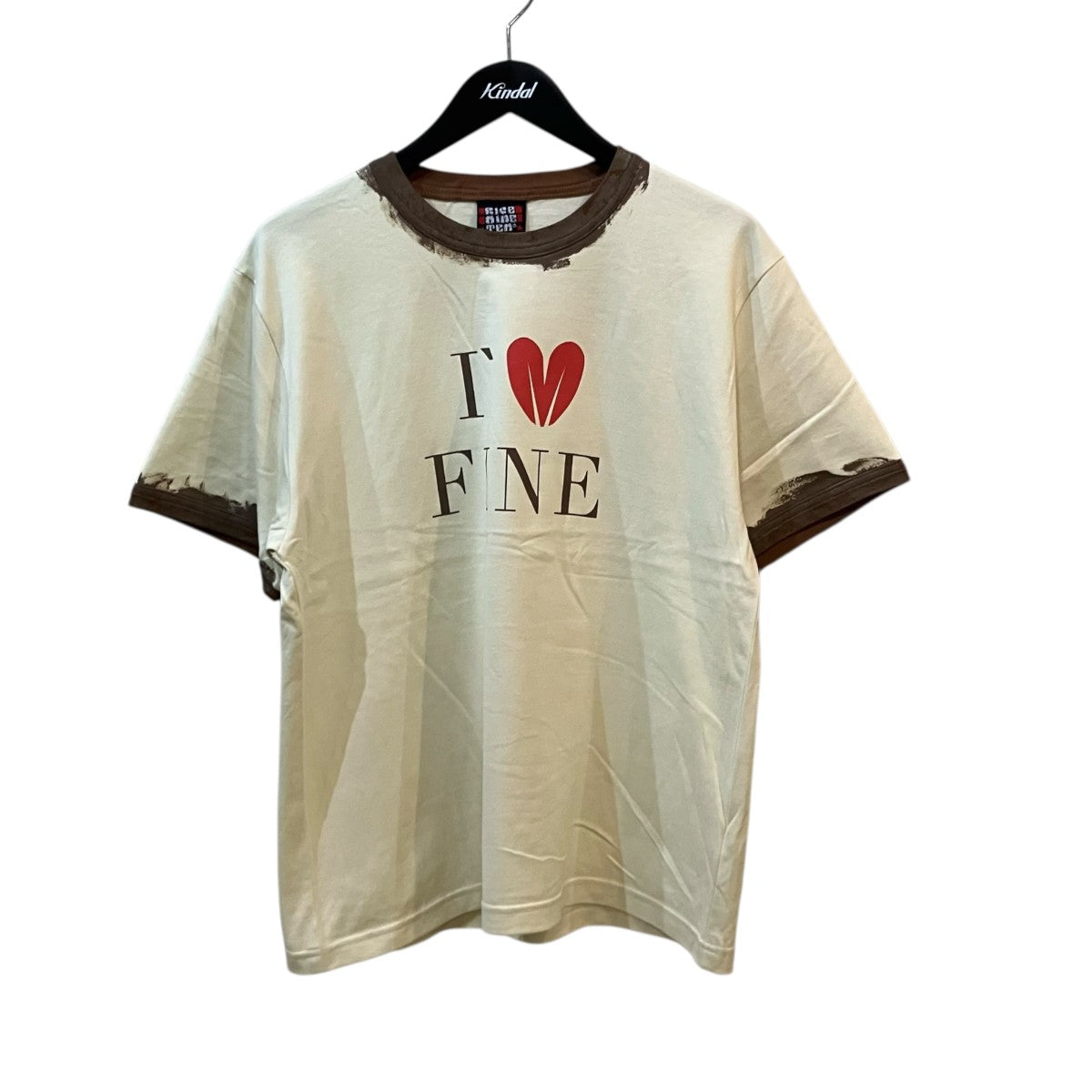 RICE NINE TEN 「HAND PRINT RINGER TEE」プリントリンガーTシャツ 古着・中古-1枚目のアイテム画像