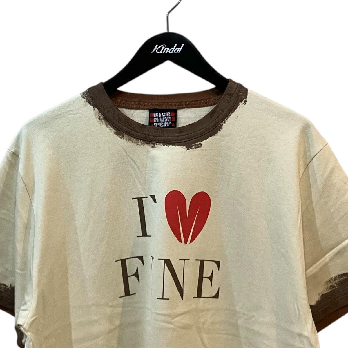 RICE NINE TEN 「HAND PRINT RINGER TEE」プリントリンガーTシャツ 古着・中古-3枚目のアイテム画像