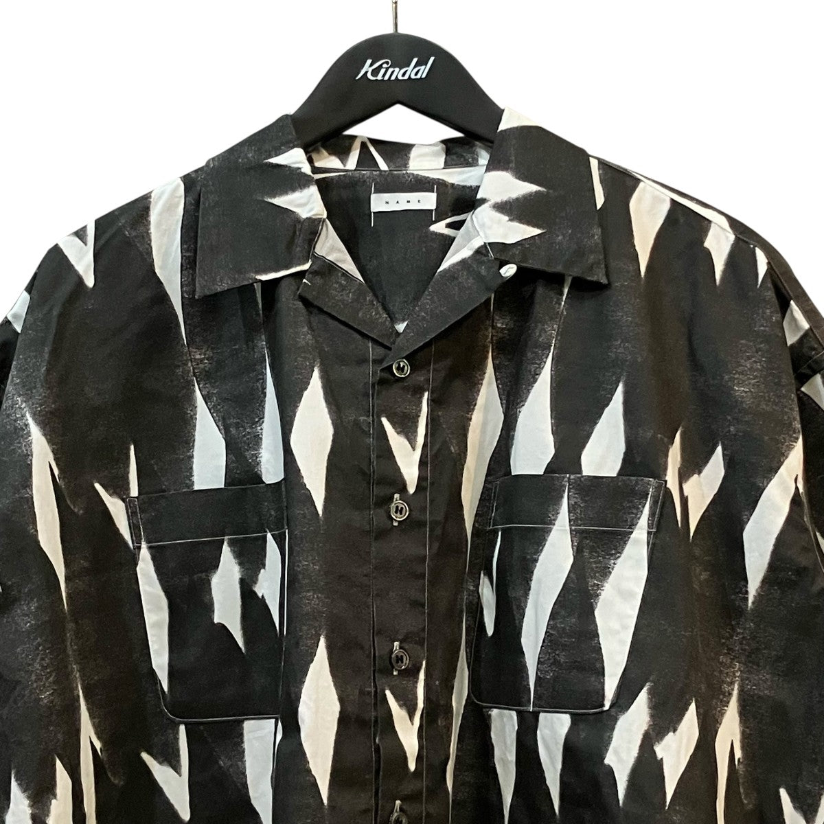 Name． 25SS「ABSTRUCT ARGYLE OPEN COLLAR S S SHIRT」アーガイル半袖オープンカラーシャツNMSH 023 古着・中古-3枚目のアイテム画像