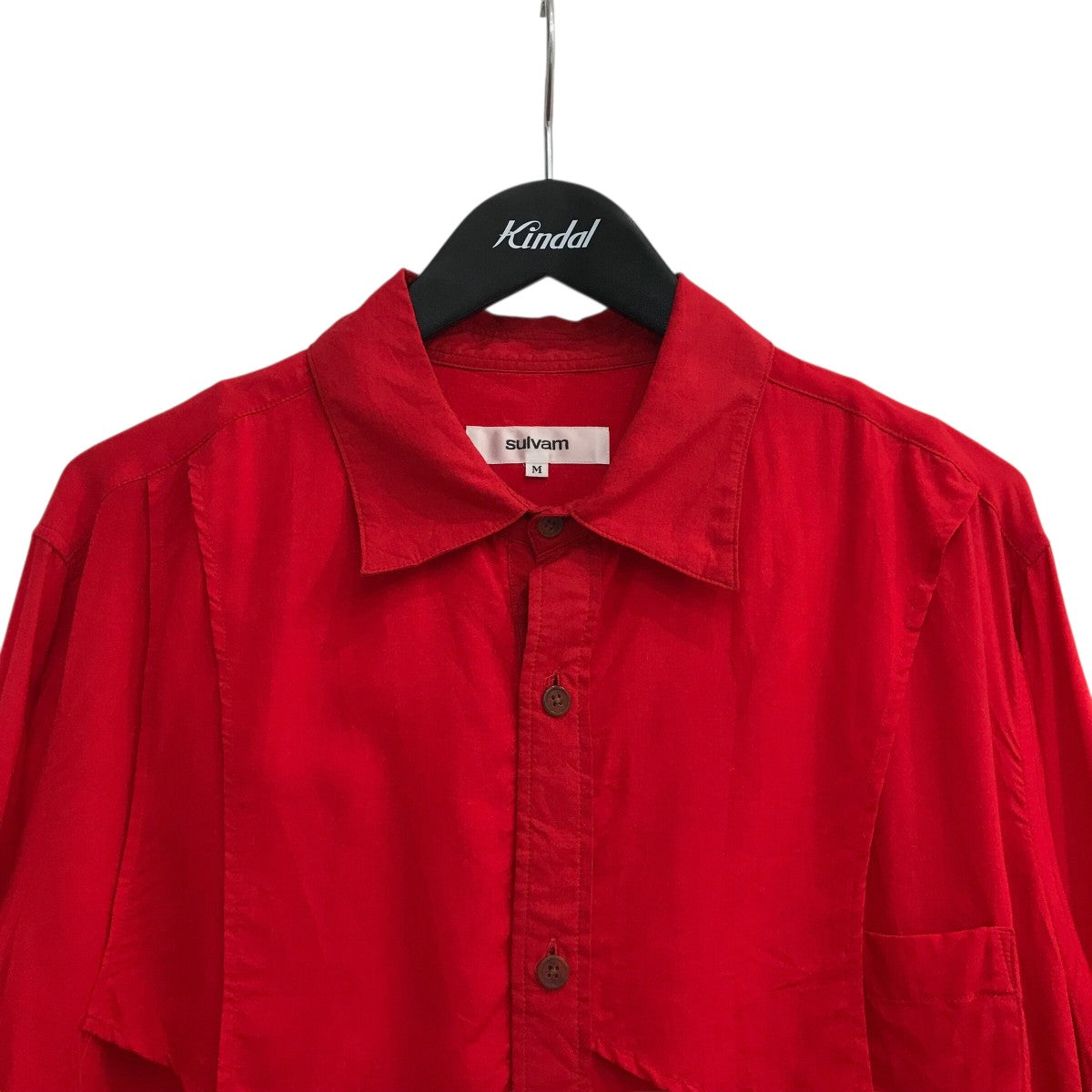 sulvam アシンメトリー オーバーサイズシャツ 台襟アシンメトリーシャツ | sulvam