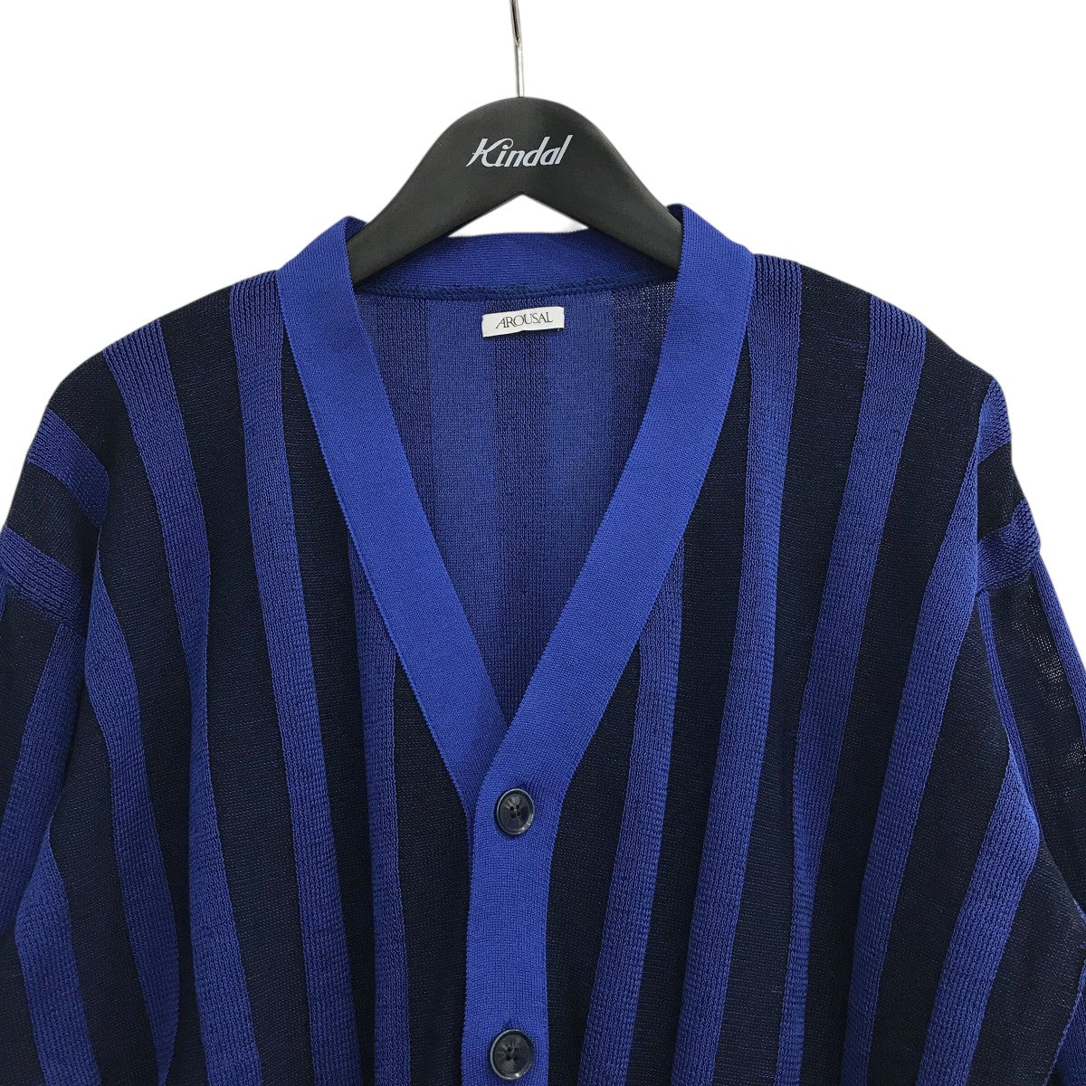 「PLATED CARDIGAN」ストライプカーディガン23FW ASL KT01