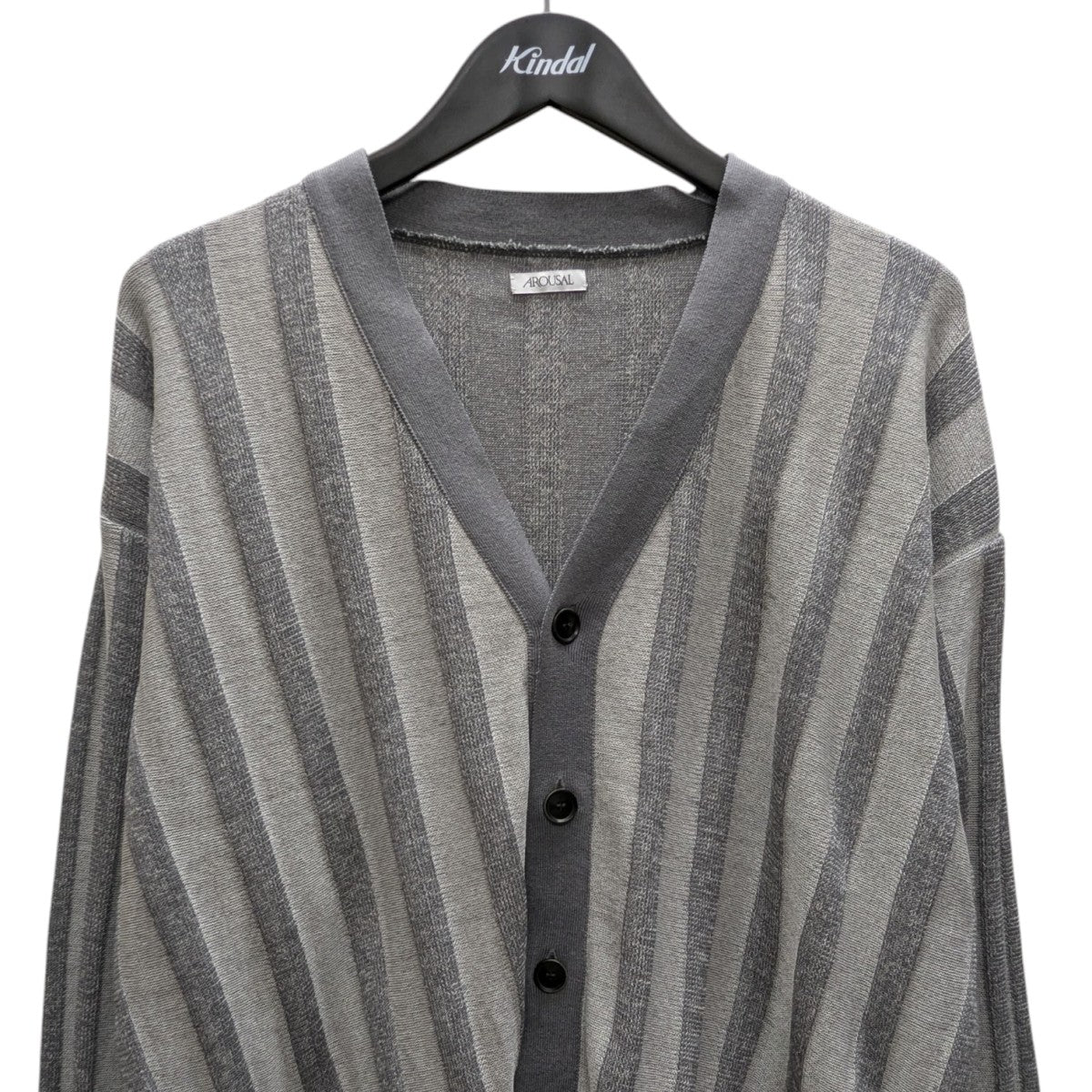 PLATED CARDIGAN ストライプカーディガン