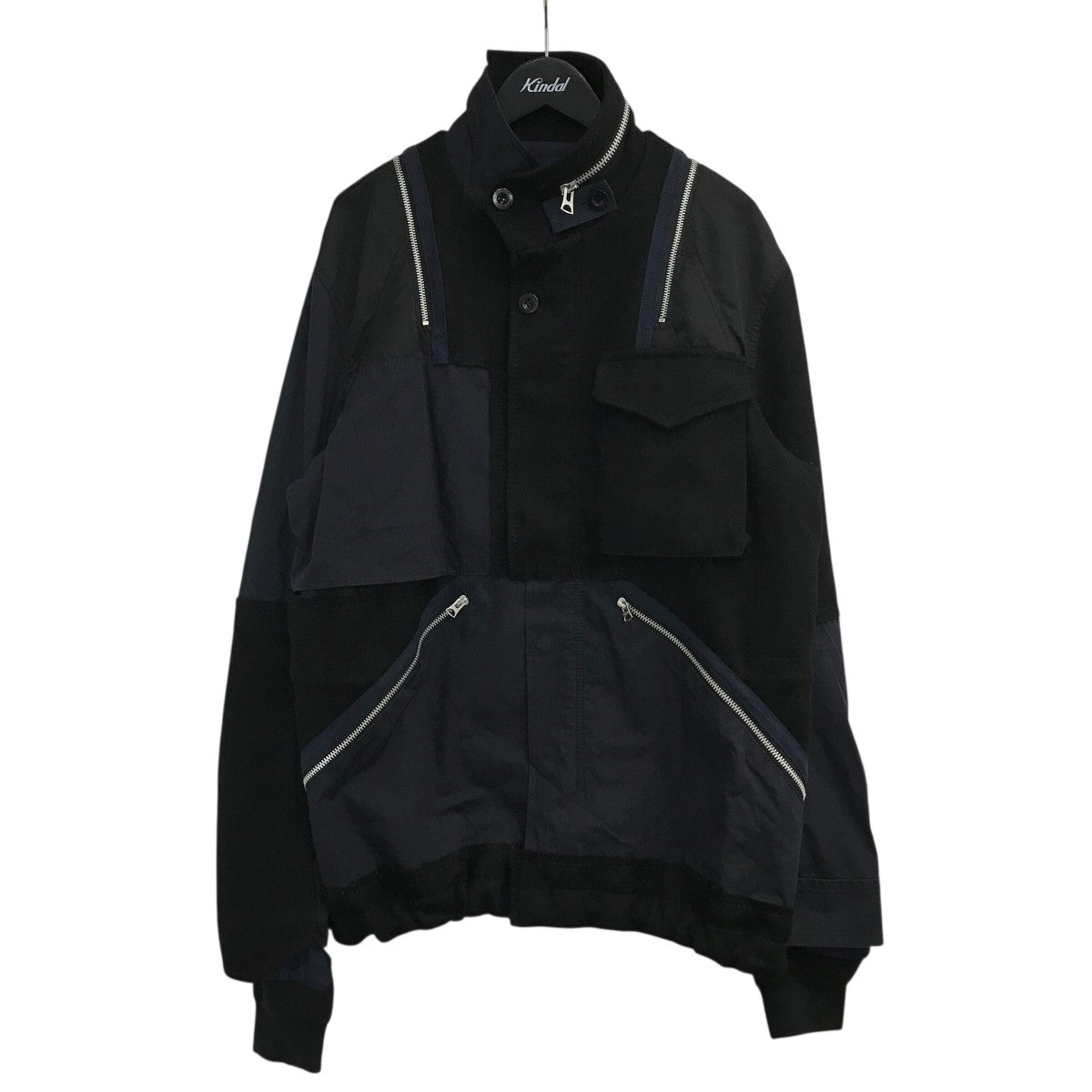 sacai サカイ 異素材切替 バックプリーツニットジャケット sacai』サカイ (1) 異素材切替 バックプリーツニットジャケット