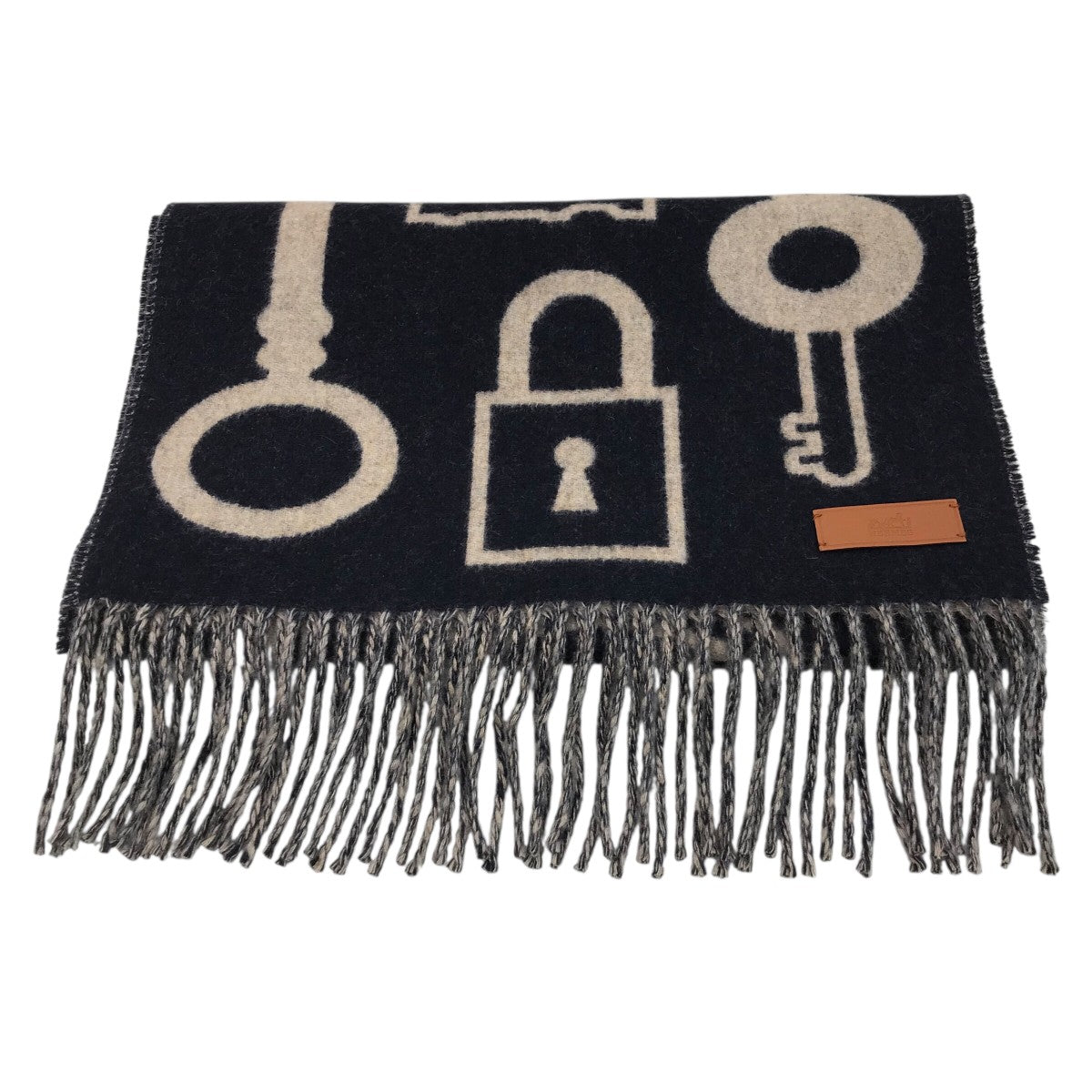 【未開封新品】HERMES カシミヤマフラー カザック・キーコレクション グレー カシミヤマフラー 《カザック・キーコレクション》 - グレー