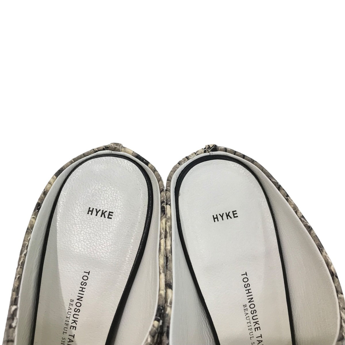 HYKE×TOSHINOSUKE TAKEGAHARA パイソン柄ミュール ベージュ サイズ
