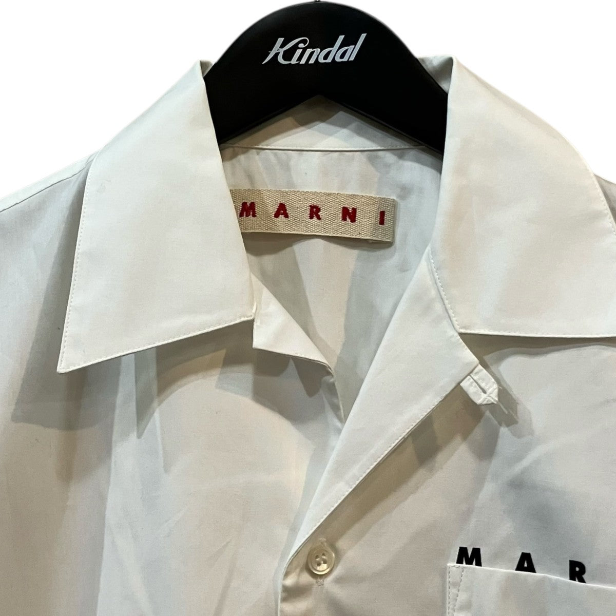 マルニ　marni オープンカラー　ロゴプリント　シャツ　半袖　ホワイト　44 MARNI(マルニ) ロゴプリント半袖シャツ CUMU0213P8 ホワイト サイズ 44