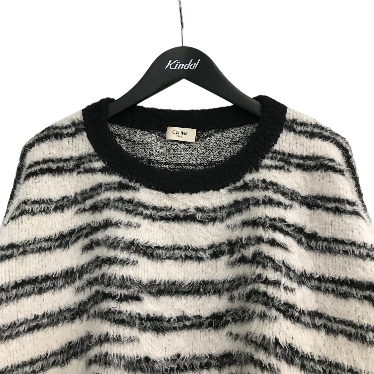 CELINE セリーヌ ゼブラ クルーネックニットセーター ブラック/ホワイト アウトレット】CELINE セリーヌ クルーネック ニット メンズ | メンズ