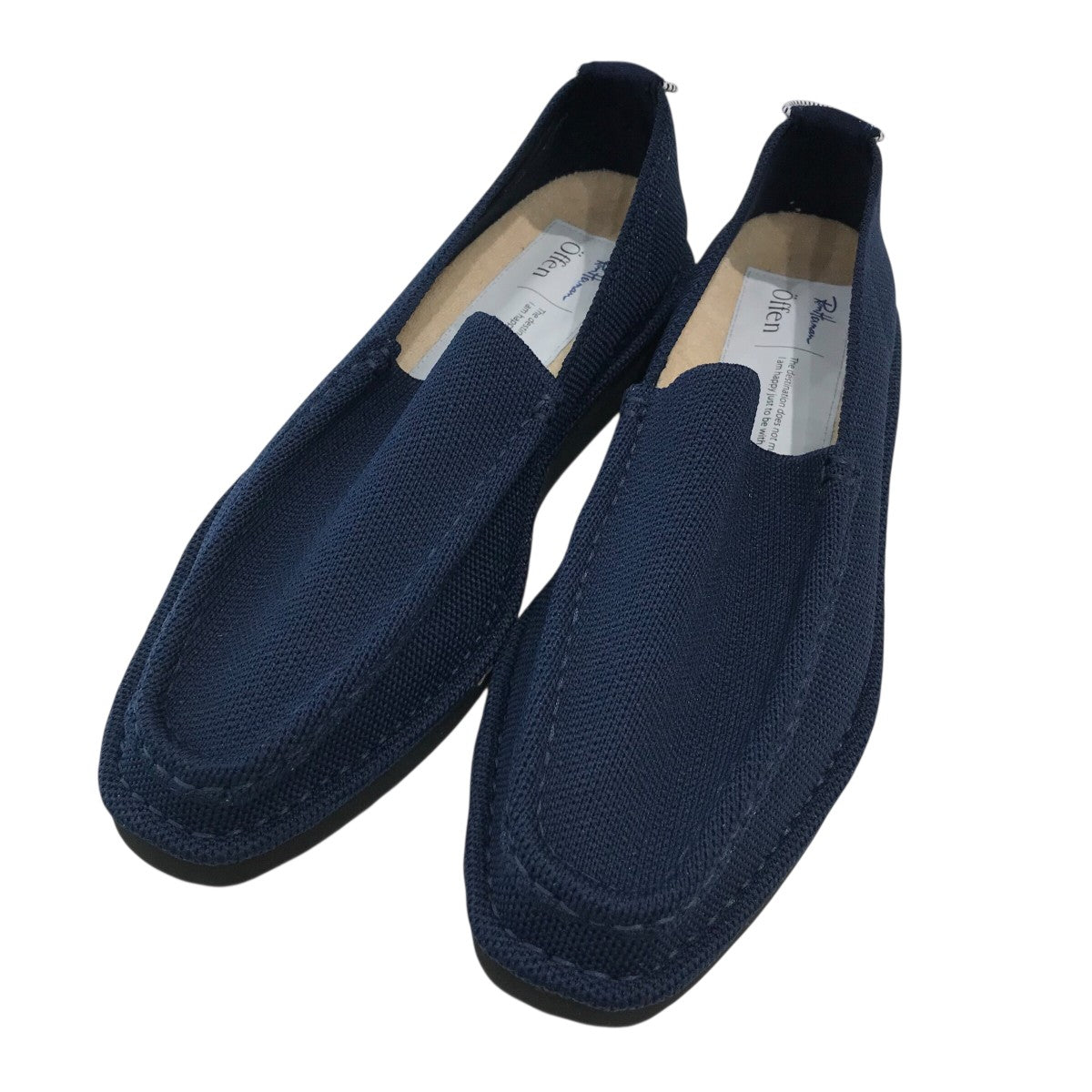【中古】ロンハーマン Ron Herman オッフェン ?ffen スクエアモッカラ スリッポン ローファー 38 24cm ネイビー 紺 Offen×Ron Herman ビジネスシューズ ネイビー サイズ 40(25CM相当