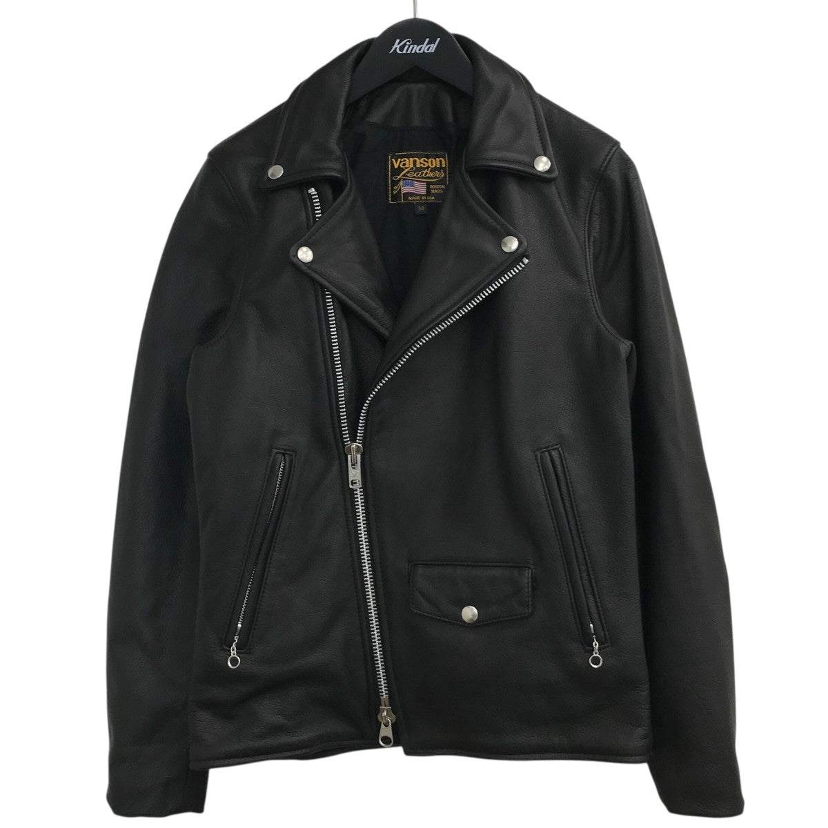 VANSON(バンソン) シングルライダースジャケット ブラック サイズ 36
