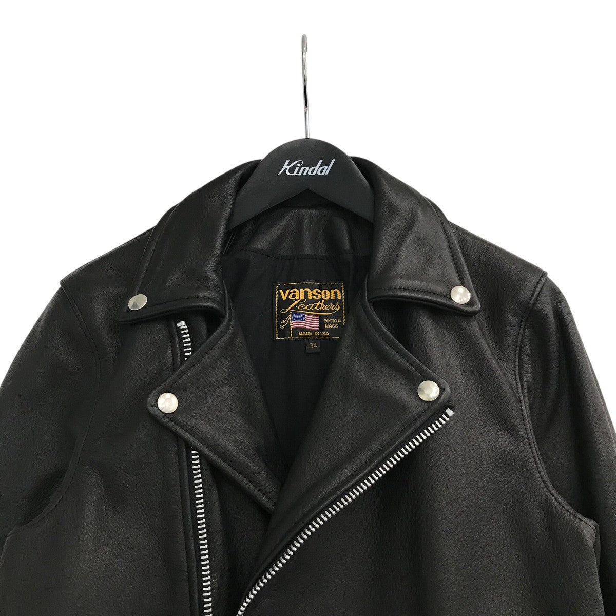 VANSON カウレザーダブルライダースジャケット 古着・中古-3枚目のアイテム画像