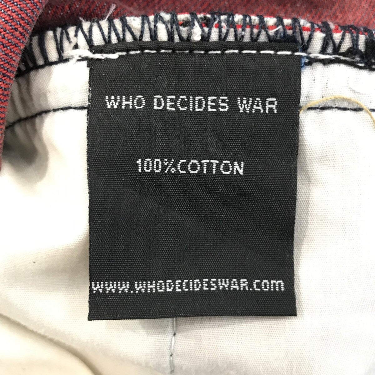 WHO DECIDES WAR(フー・ディサイズ・ウォー) 刺繍クラッシュデニム
