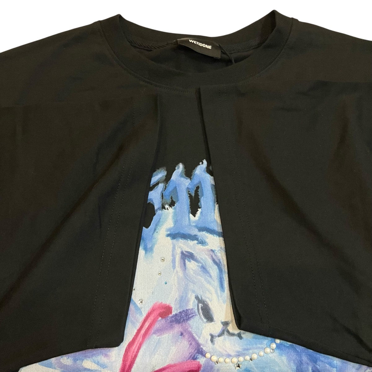 WE11DONE Black Watercolor Monster T-Shirt プリントTシャツ 古着・中古-4枚目のアイテム画像