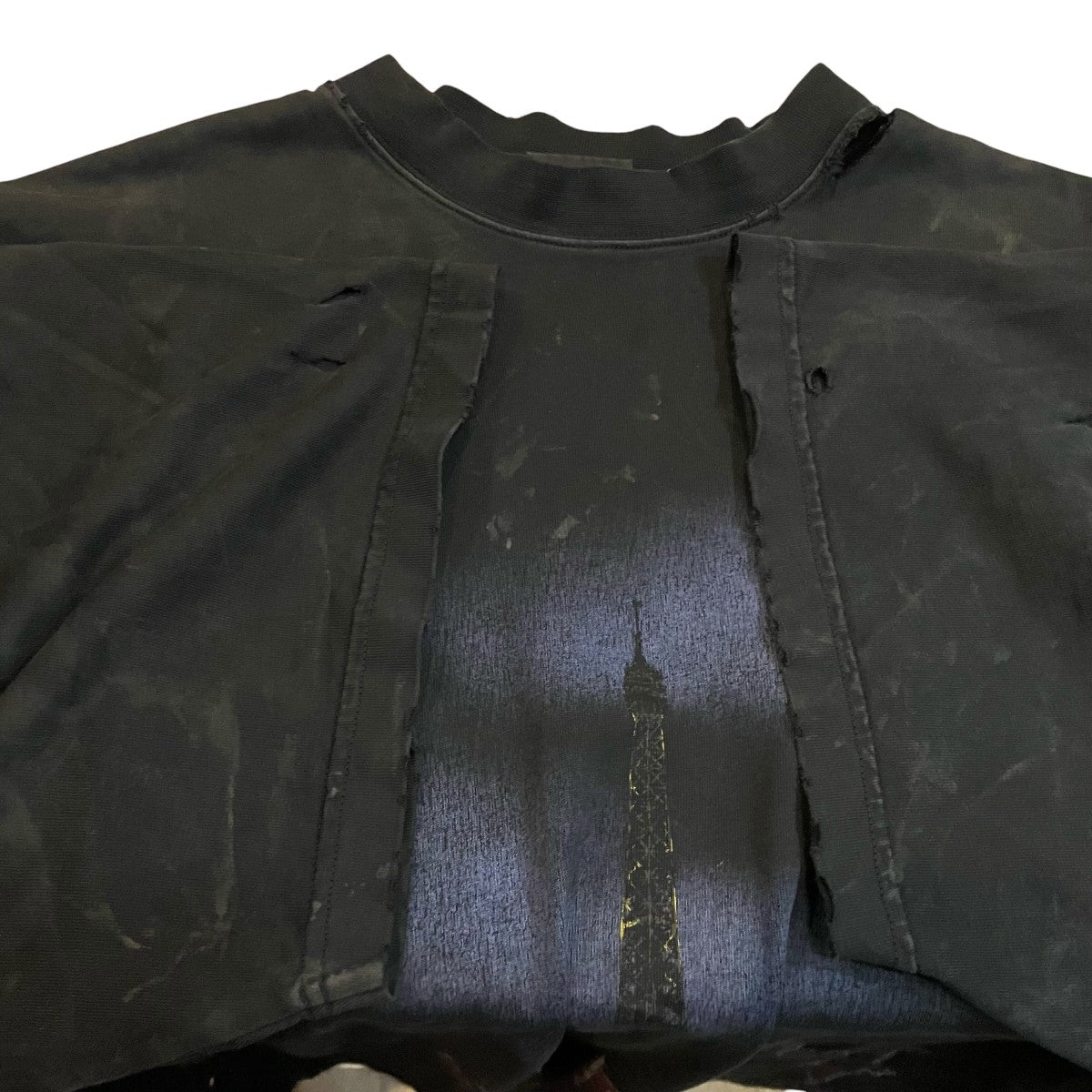 BALENCIAGA ダメージ加工Paris MoonプリントTシャツ 古着・中古-4枚目のアイテム画像