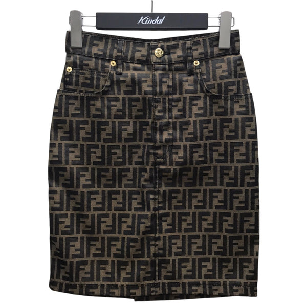 FENDI フェンディ イタリア製 ズッカ柄スカート レディース S〜M相当 FENDI(フェンディ) ズッカ柄スカート 09.521610 66960 ブラウン