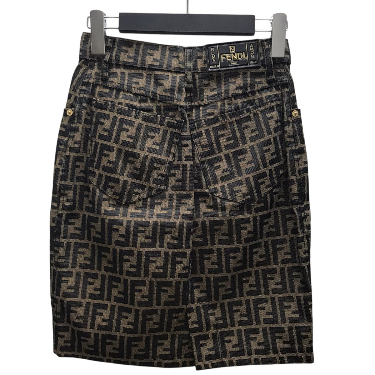 Fendi ロゴテープ付き黒スカート FENDI(フェンディ) ズッカ柄スカート 09.521610 66960 ブラウン