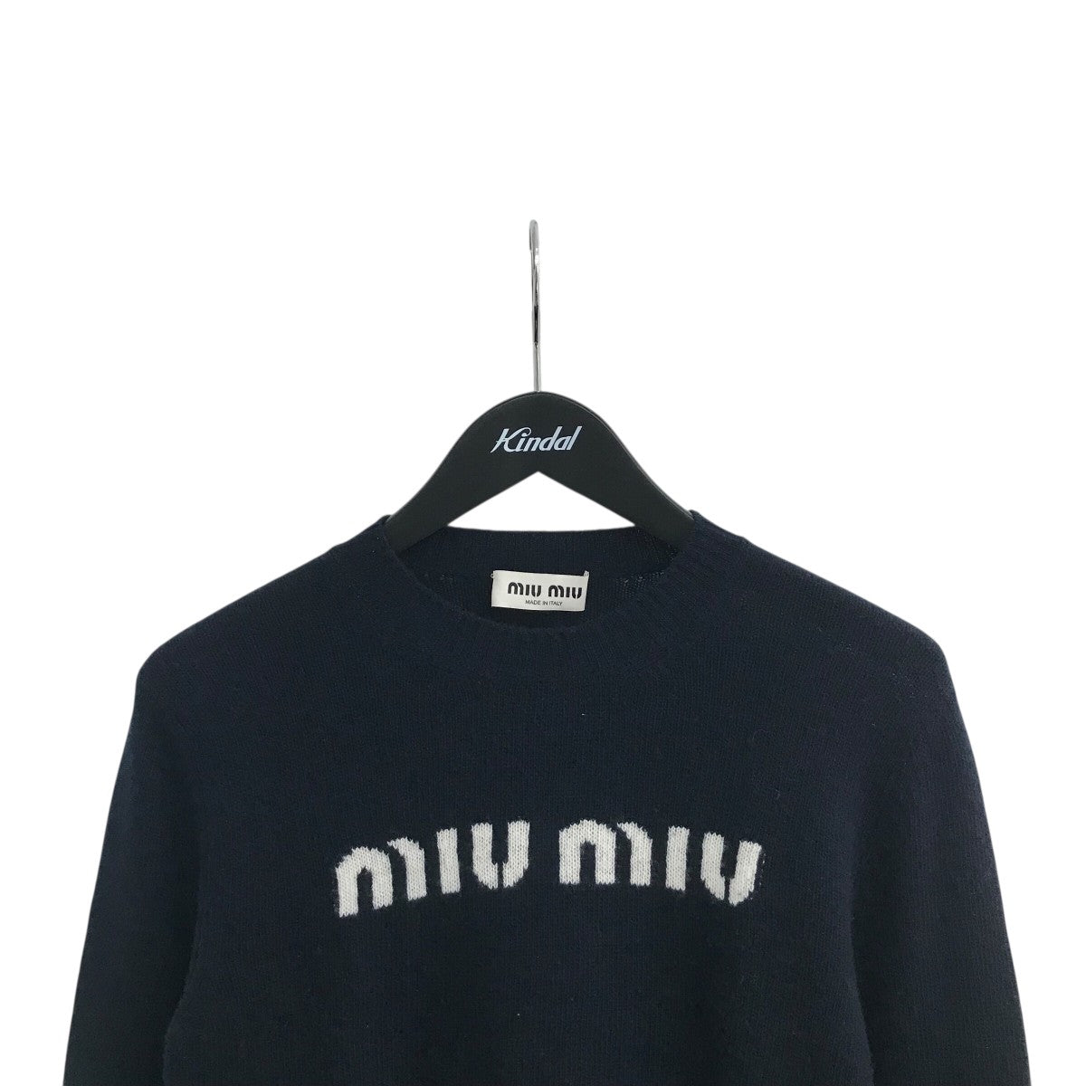 MIU MIU(ミュウミュウ) ロゴショート丈ニットMML809 MML809 ネイビー