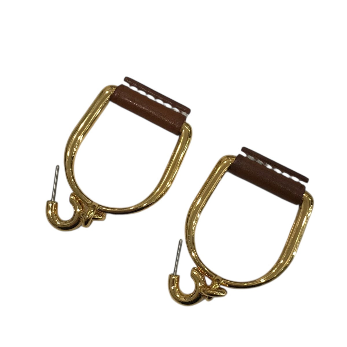 HERMES(エルメス) エリタージュ・エケストル ピアス ブラウン×ゴールド