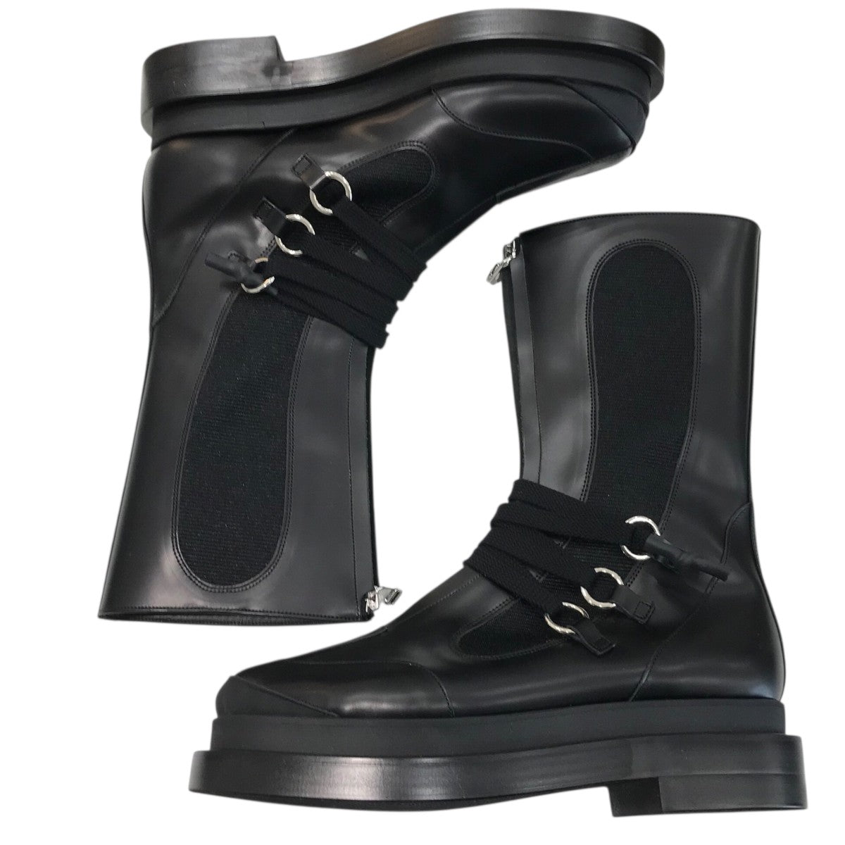 「SEMI-PATENT ZIP-UP BOOTS」センタージップブーツFU O GD009