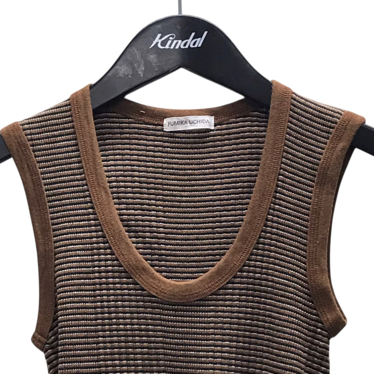FUMIKA UCHIDA(フミカウチダ) Needle Drawing BORDER U-NECK NO-SLEEVE