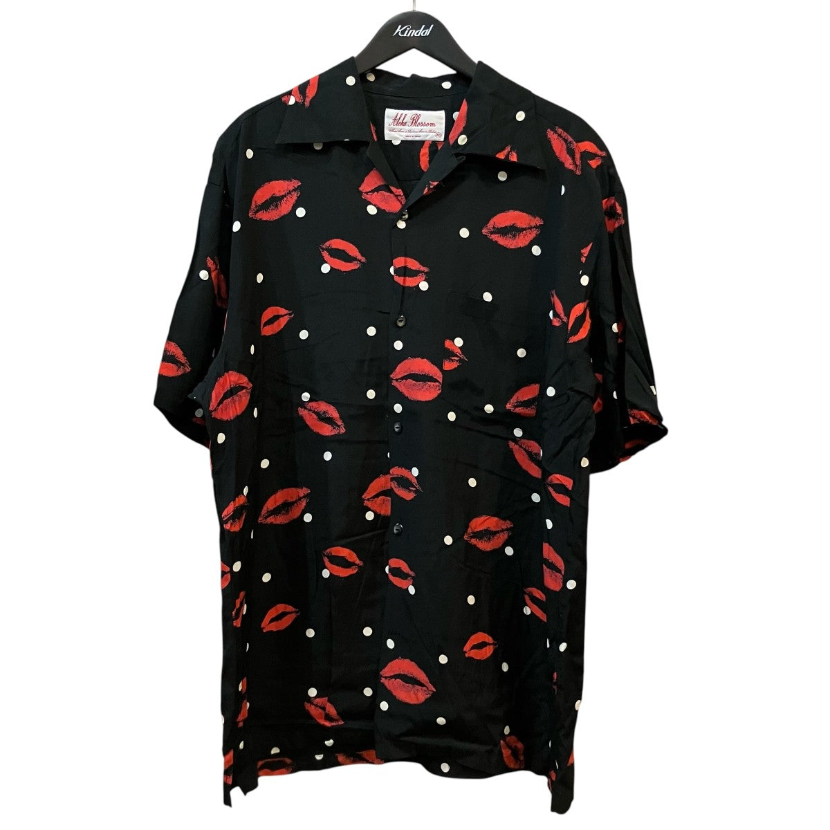 Aloha Blossom 「KISS SHORT SLEEVE BLACK」キスマークアロハシャツAB 0002010101 古着・中古-1枚目のアイテム画像
