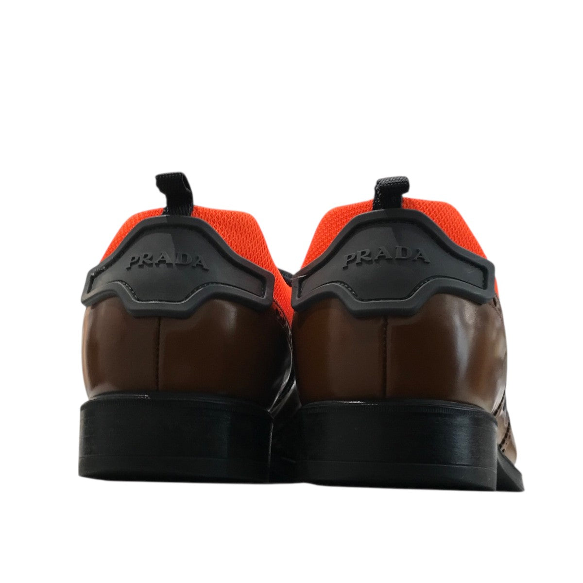 【中古】PRADA メッシュタイプ 革シューズ 27cm 黒 PRADA(プラダ) メッシュ切替レザーシューズ ブラウン サイズ 8｜【公式