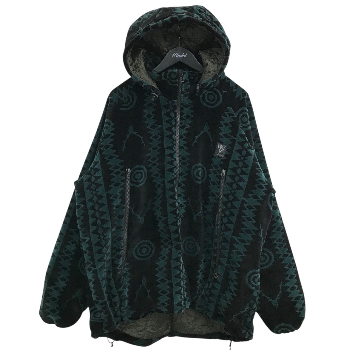 south2 west8 「WEATHER EFFECT JACKET - VELVET JQ． SKULL ＆ TARGET」中綿フーデッドジャケットLQ691 古着・中古-1枚目のアイテム画像