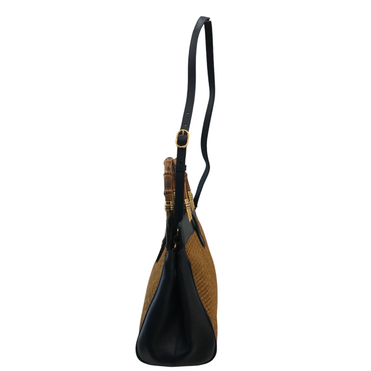 GUCCI 「日本限定 GGマーモント バンブー ストロー×レザー ハンドバッグ」ハンドバッグ655657 古着・中古-3枚目のアイテム画像