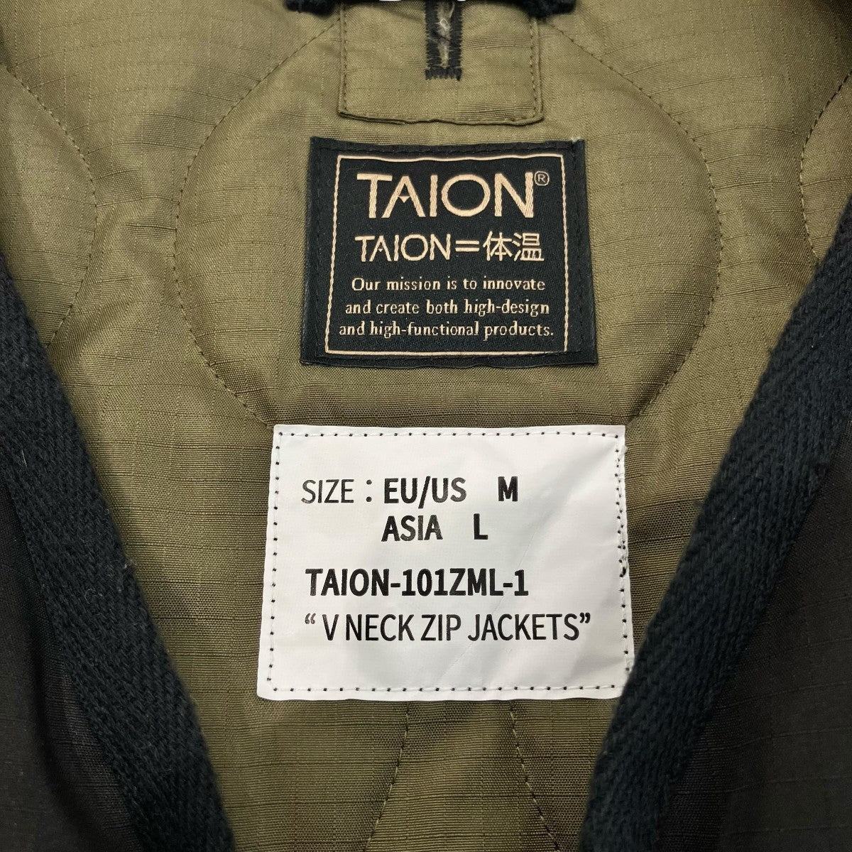 「MILITARY V NECK W-ZIP DOWN」キルティングダウンジャケットTAION 101ZML 1