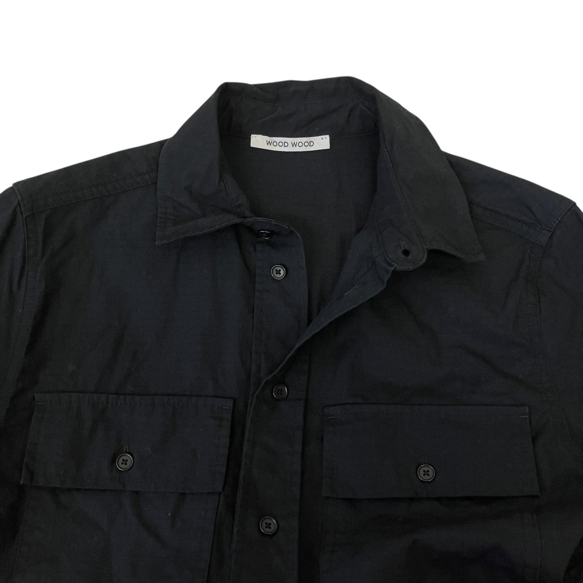 WOOD WOOD Avenir Crispy ripstop shirtリップストップシャツ12315311-5276 古着・中古-3枚目のアイテム画像