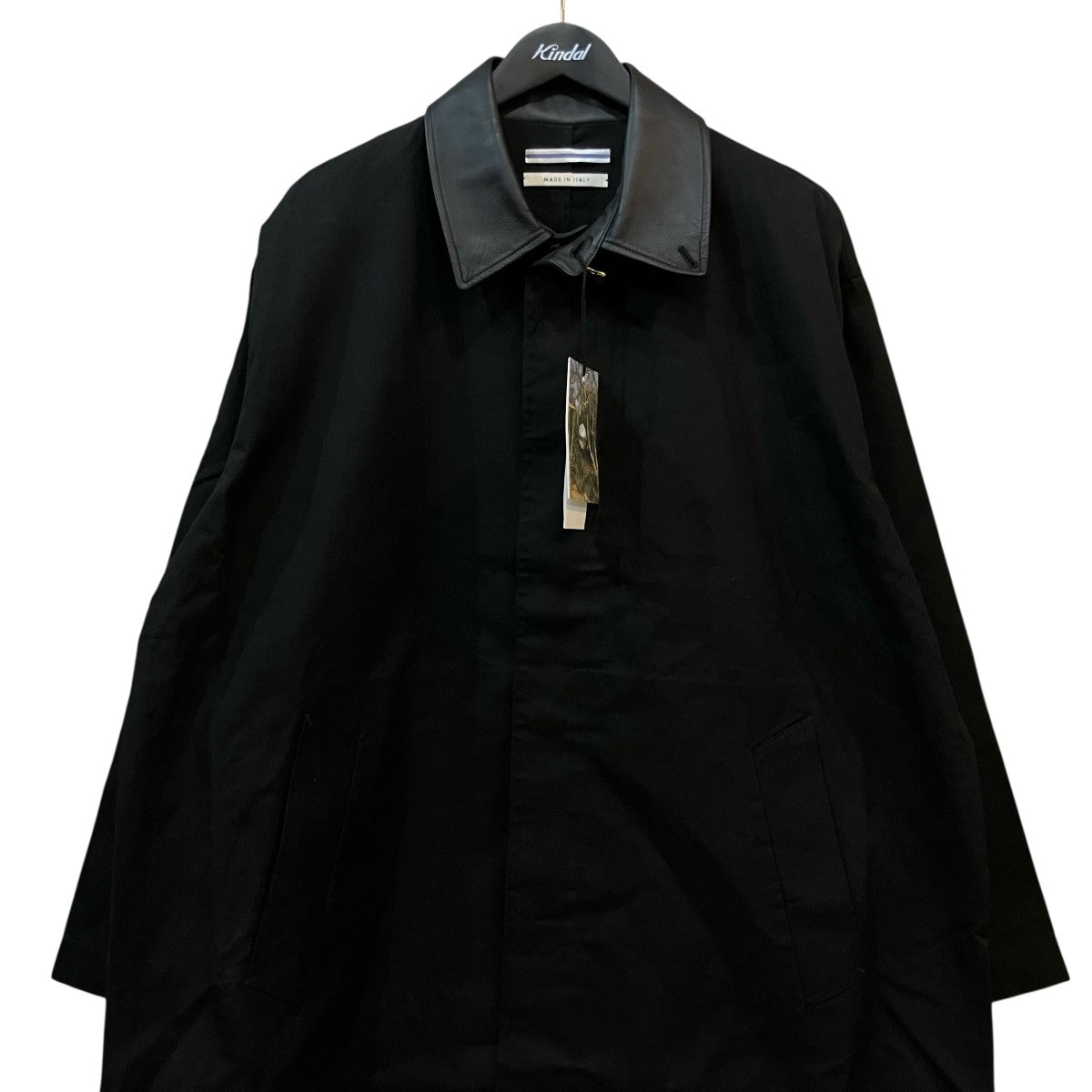 Cristaseya OVERSIZED WATER REPELLENT TRENCH WITH LEATHER PATCH襟レザーコットントレンチコート 古着・中古-3枚目のアイテム画像