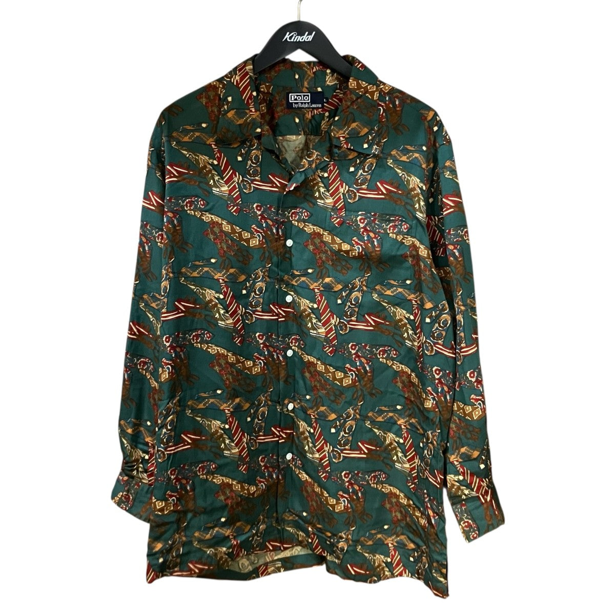 POLO RALPH LAUREN 90sネクタイ総柄レーヨンシャツ 古着・中古-1枚目のアイテム画像