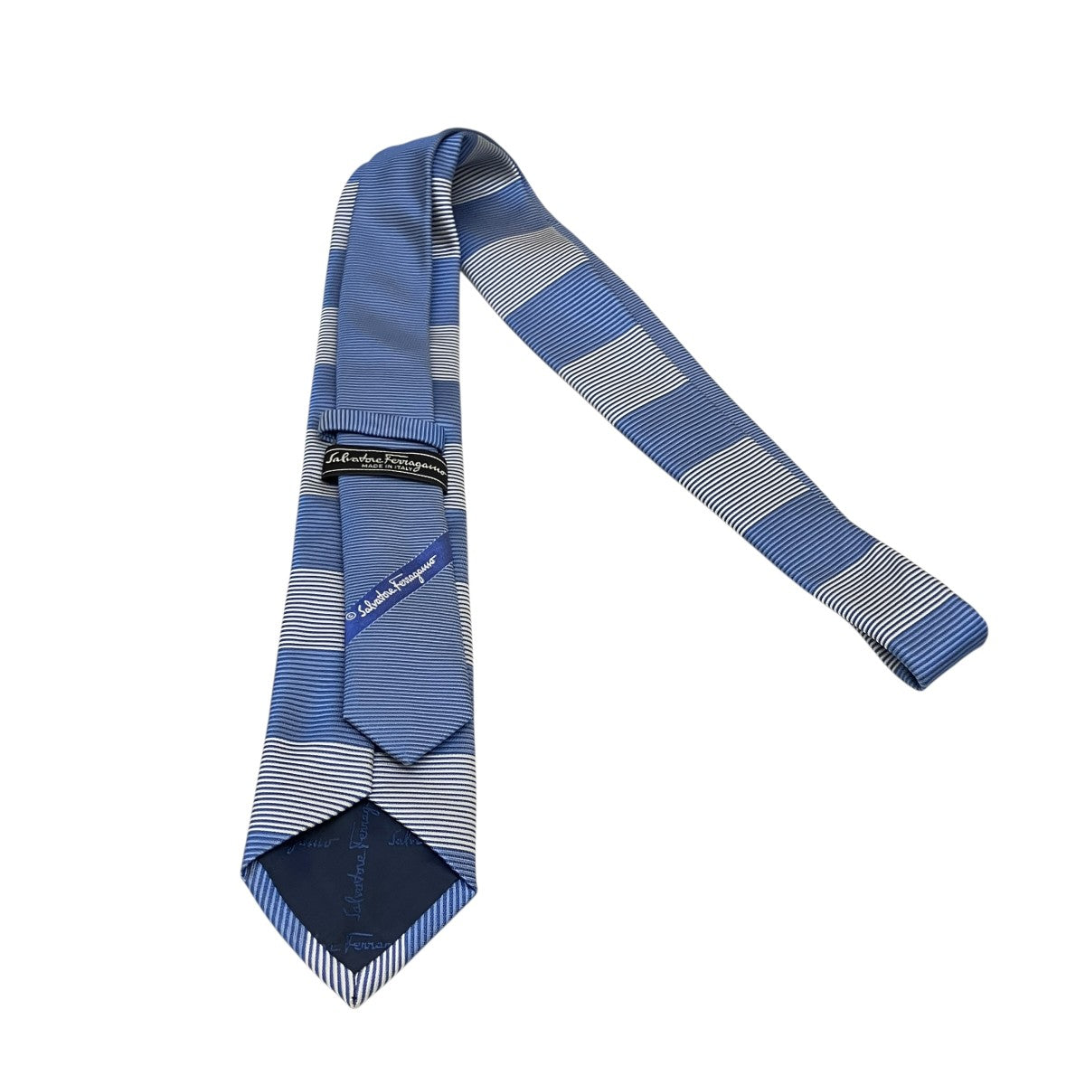 Salvatore Ferragamo ボーダーネクタイ 古着・中古-3枚目のアイテム画像