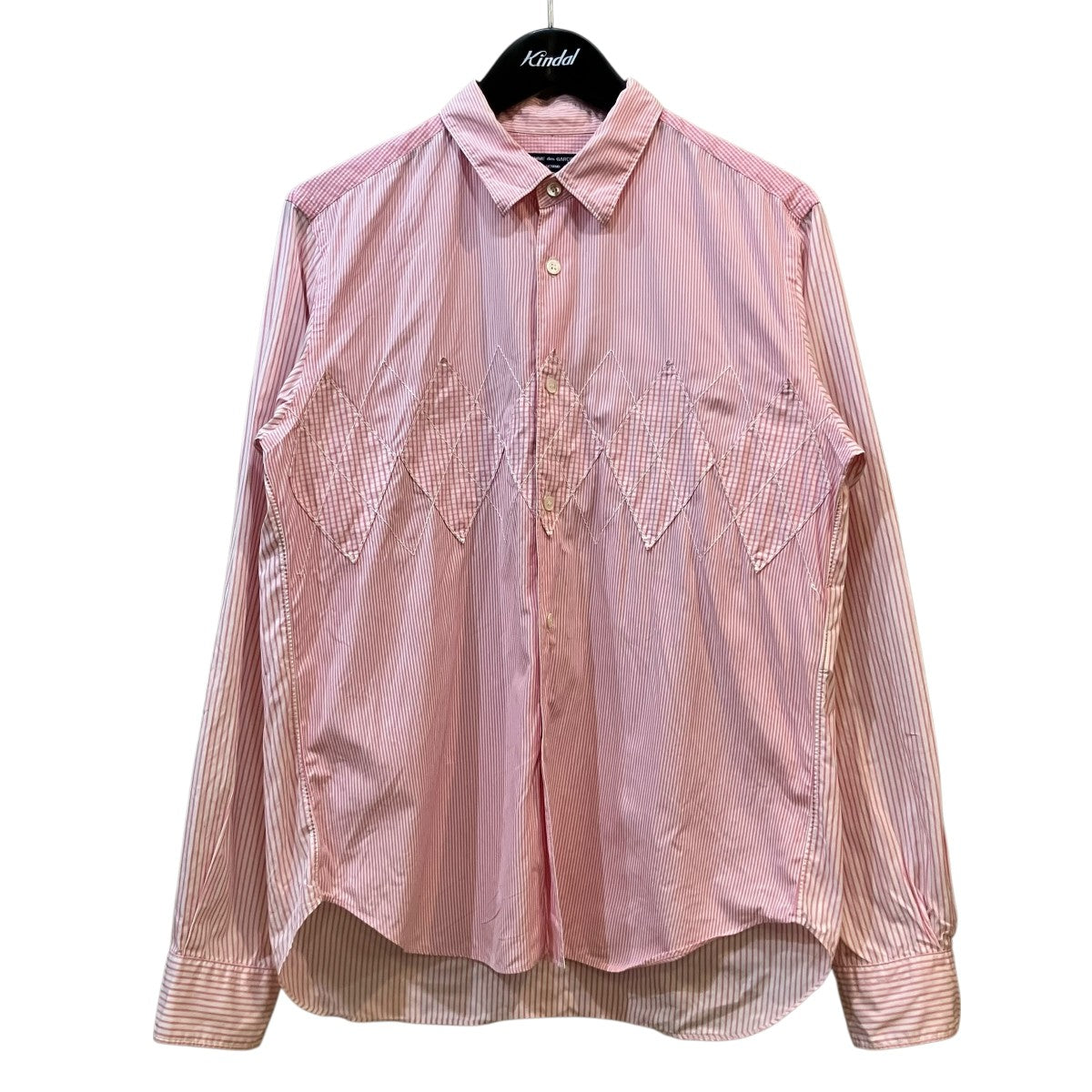 COMME des GARCONS HOMME アーガイル切替ストライプシャツHB B060 古着・中古-1枚目のアイテム画像