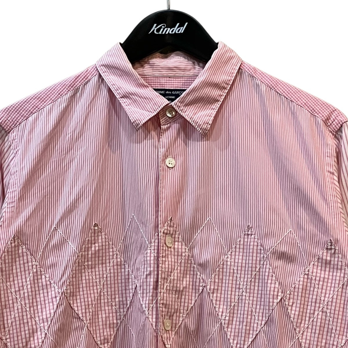 COMME des GARCONS HOMME アーガイル切替ストライプシャツHB B060 古着・中古-3枚目のアイテム画像