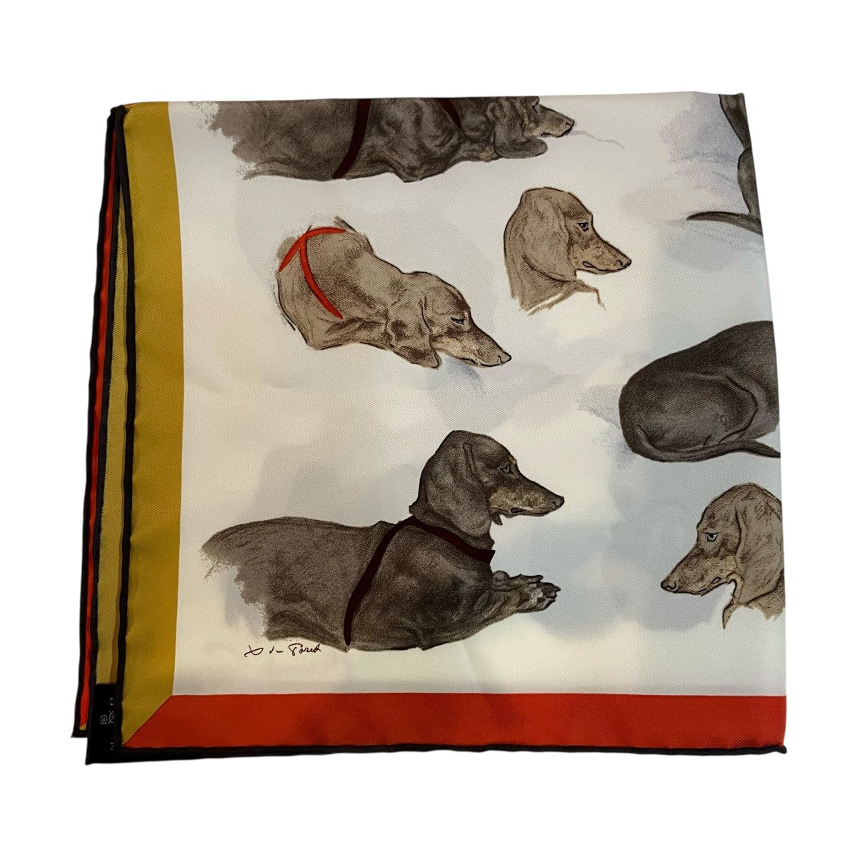 エルメス ガブロッシュ バセットハウンド 美品 HERMES(エルメス) ガヴロッシュ バセットハウンド スカーフ ホワイト