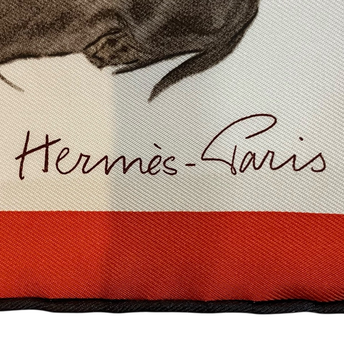 HERMES(エルメス) ガヴロッシュ バセットハウンド スカーフ ホワイト