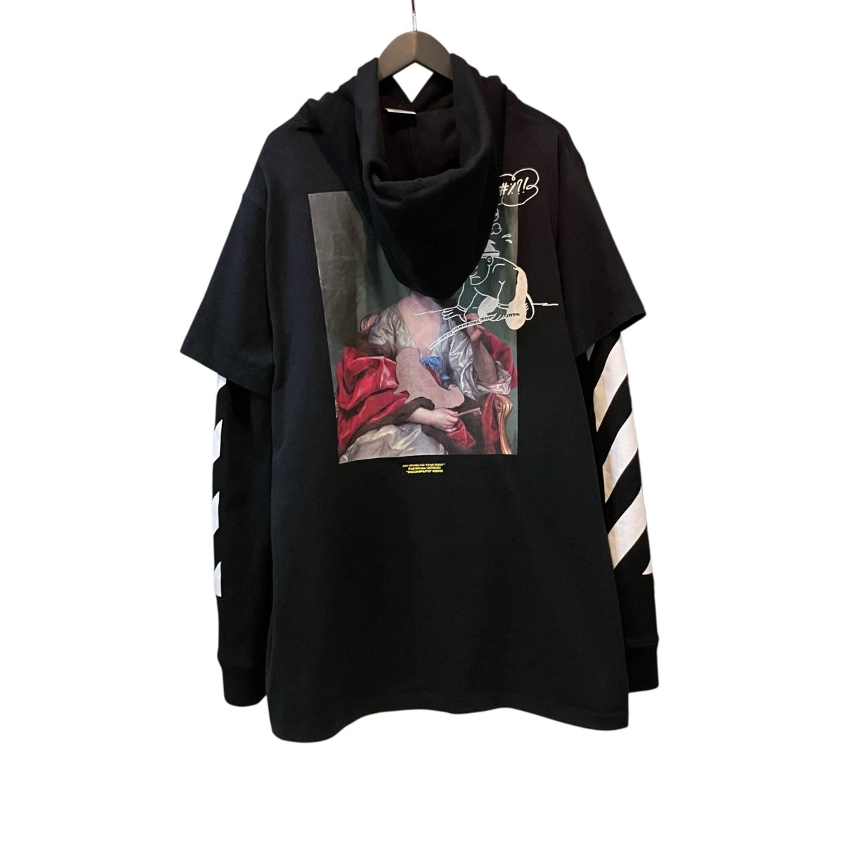 OFFWHITE 「Diag Mariana Double Tee Hoodie」ダイアグマリアナ レイヤードプリント パーカーOMAB033E19185005 古着・中古-2枚目のアイテム画像