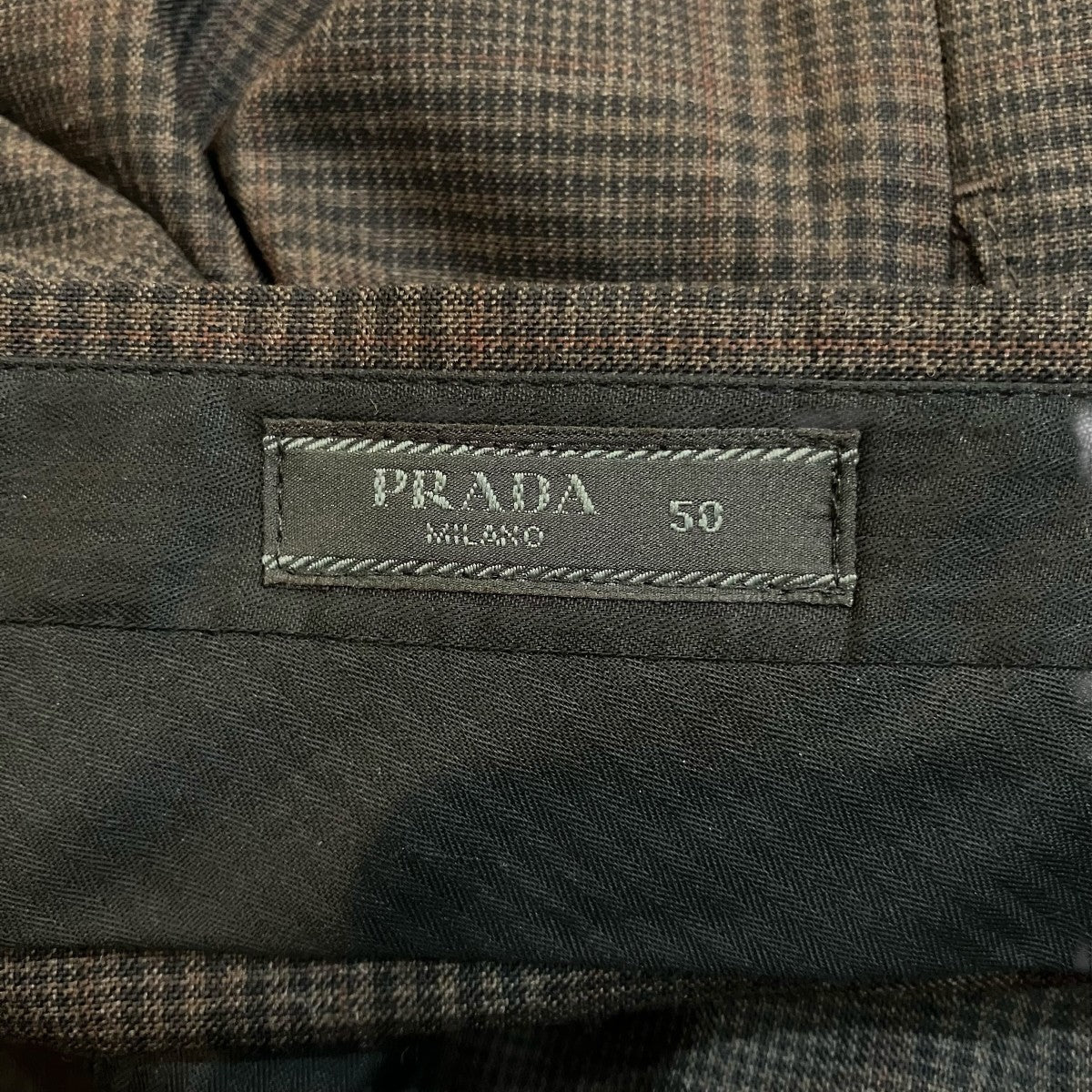 PRADA チェック柄スラックスUP0178 古着・中古-5枚目のアイテム画像