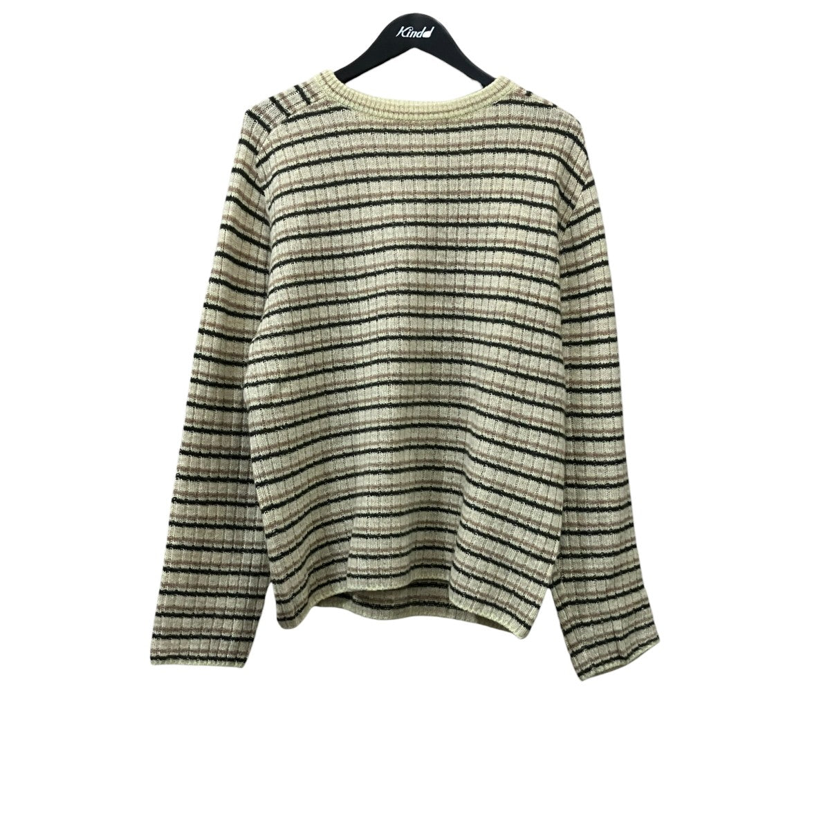 AURALEE SHETLAND WOOL CASHMERE RIB KNIT P O ウールカシミヤボーダーニット