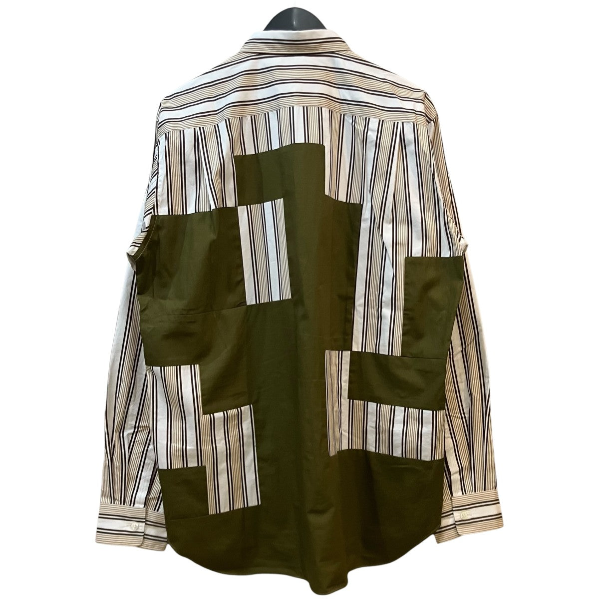 COMME des GARCONS HOMME PLUS 25AW「綿クラスターストライプ×綿ブロード シャツ」切り替えストライプシャツPP B007 古着・中古-2枚目のアイテム画像