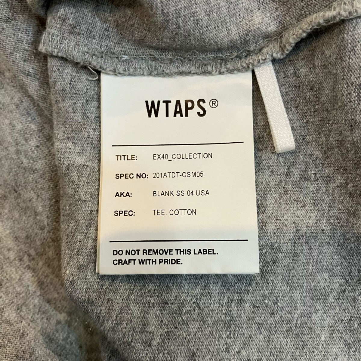 WTAPS 20SS「BLANK SS 04 USA」クルーネックTシャツ201ATDT CSM05 古着・中古-6枚目のアイテム画像