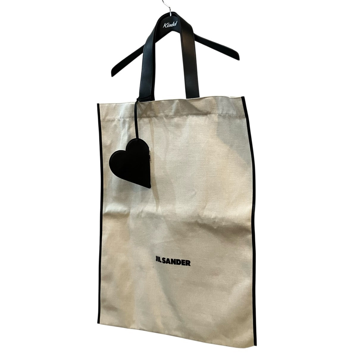 JIL SANDER 「BORDER BOOK TOTE」ハート型ポーチ付きロゴキャンバストートJ10WC0001 古着・中古-1枚目のアイテム画像